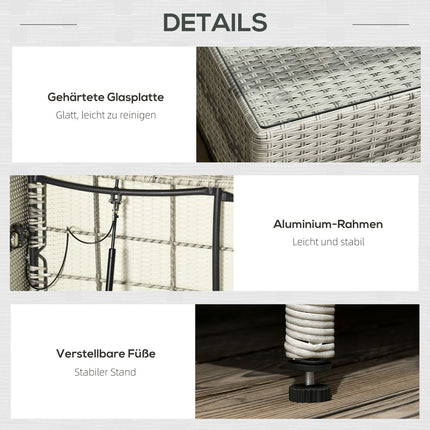 4-teilige Rattan-Gartenmöbel, wetterfest, abnehmbare Bezüge
