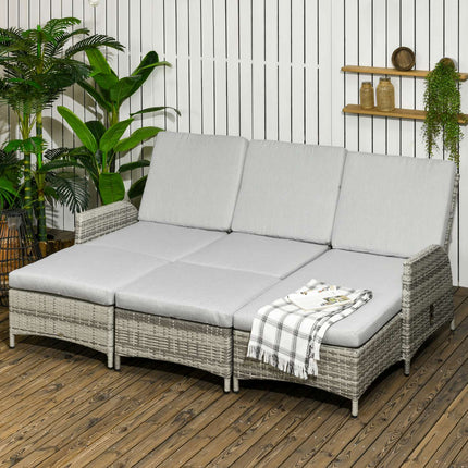 4-teilige Rattan-Gartenmöbel, wetterfest, abnehmbare Bezüge