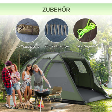 Familienzelt für 4 Personen - UV-Schutz, 2000 mm Wasserdichtigkeit