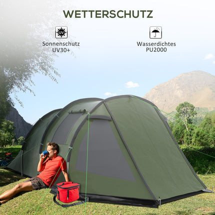 Familienzelt für 4 Personen - UV-Schutz, 2000 mm Wasserdichtigkeit