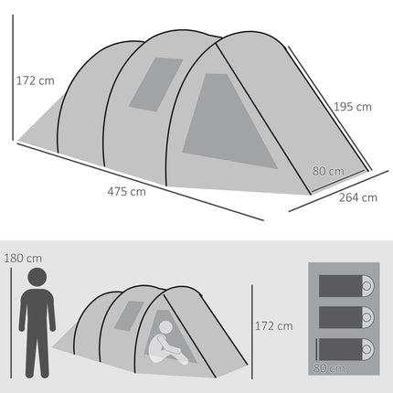Familienzelt für 4 Personen - UV-Schutz, 2000 mm Wasserdichtigkeit