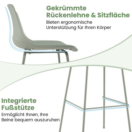 4-Piece Bar Stool Set, Faux Leather, Ergonomic Backrest