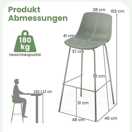 4-Piece Bar Stool Set, Faux Leather, Ergonomic Backrest
