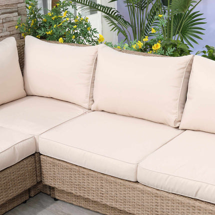 4-teiliges Outdoor-Gartenmöbel-Set aus braunem Polyrattan mit Kissen