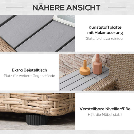 4-teiliges Outdoor-Gartenmöbel-Set aus braunem Polyrattan mit Kissen
