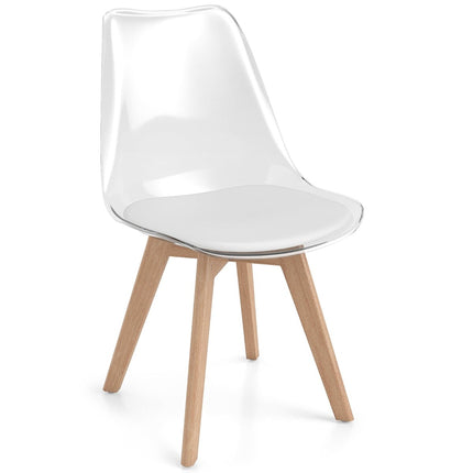 4-Piece Clear Dining Chairs Set with Solid Wood Legs