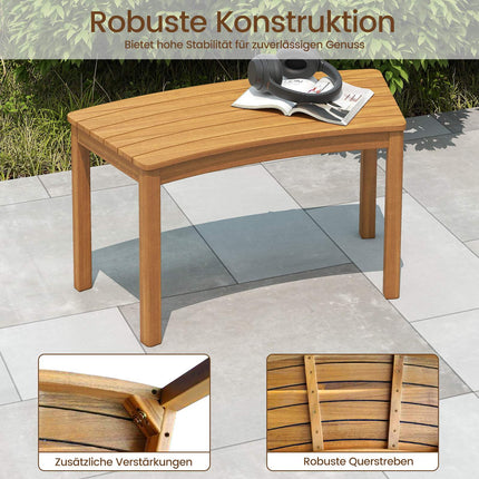 4-teiliges Outdoor-Sitzbank-Set aus geschwungenem Akazienholz