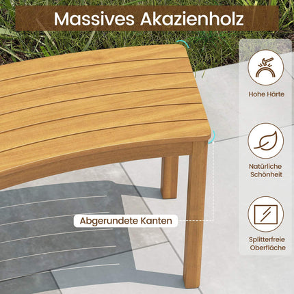 4-teiliges Outdoor-Sitzbank-Set aus geschwungenem Akazienholz