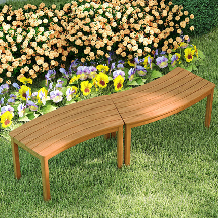 4-teiliges Outdoor-Sitzbank-Set aus geschwungenem Akazienholz