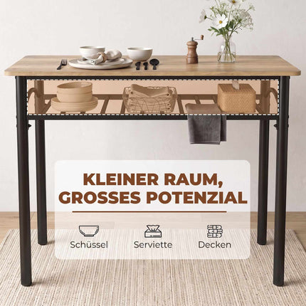 4-Piece Dining Set, Industrial Table with Chairs & Bench