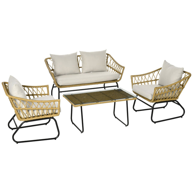Gartenmöbel-Set aus Rattan – 4-teilig mit Auflagen