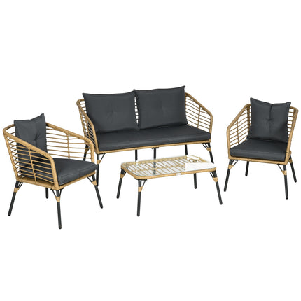4-teilige Gartenmöbel aus Rattan, inkl. Kissen