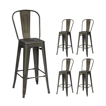 4-Piece Metal Dining Chairs Set, Removable Backrest