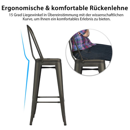 4-Piece Metal Dining Chairs Set, Removable Backrest