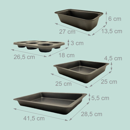 4-teiliges antihaftbeschichtetes Backformen-Set – Karbonstahl
