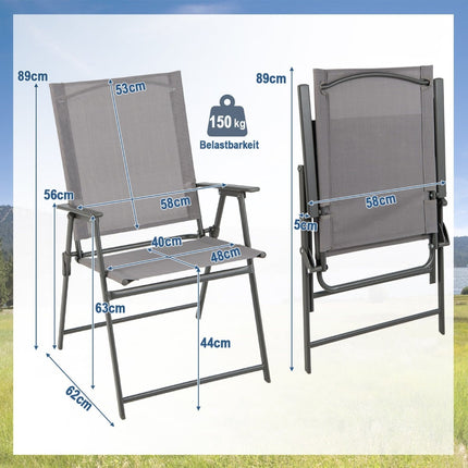 4-Piece Outdoor Folding Chair Set – Grey, High Back
