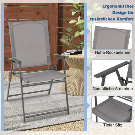 4-Piece Outdoor Folding Chair Set – Grey, High Back
