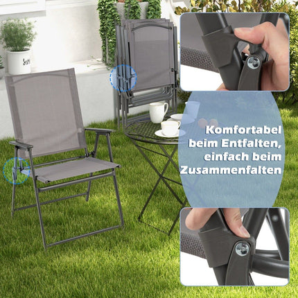 4-Piece Outdoor Folding Chair Set – Grey, High Back