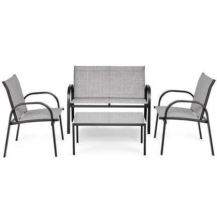 4-teiliges Outdoor-Möbelset, atmungsaktiver Stoff, Grau