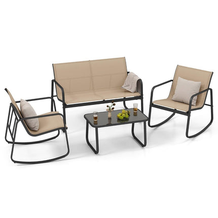 4-teiliges Outdoor-Möbelset mit sanfter Schaukelfunktion