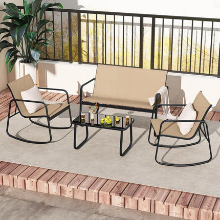 4-teiliges Outdoor-Möbelset mit sanfter Schaukelfunktion