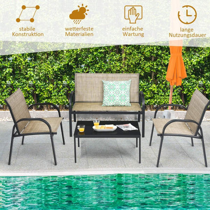 4-Piece Outdoor Furniture Set with Sofa, Chairs & Table