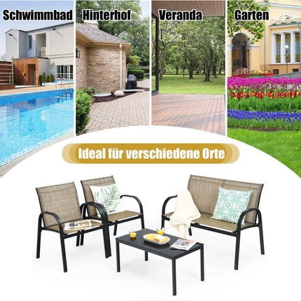 4-Piece Outdoor Furniture Set with Sofa, Chairs & Table