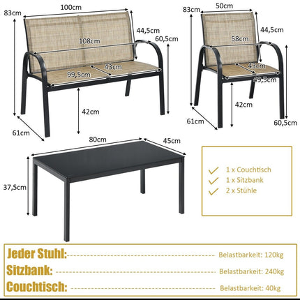 4-Piece Outdoor Furniture Set with Sofa, Chairs & Table