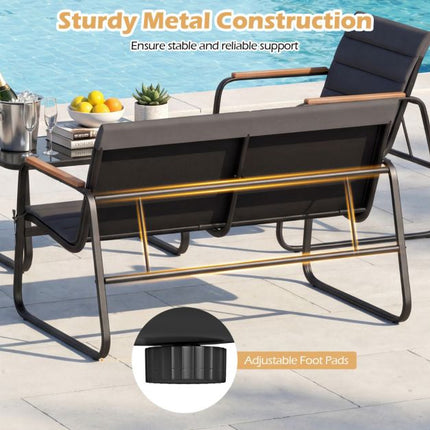 4-Piece Patio Conversation Set, Grey Cushions, Metal Frame