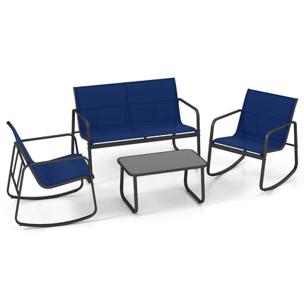 4-teiliges Gartenmöbel-Set mit Schaukelstühlen, Blau