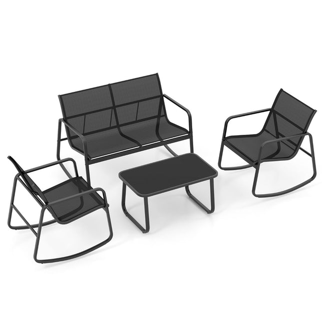 4-teiliges Gartenmöbel-Set mit Schaukelstühlen