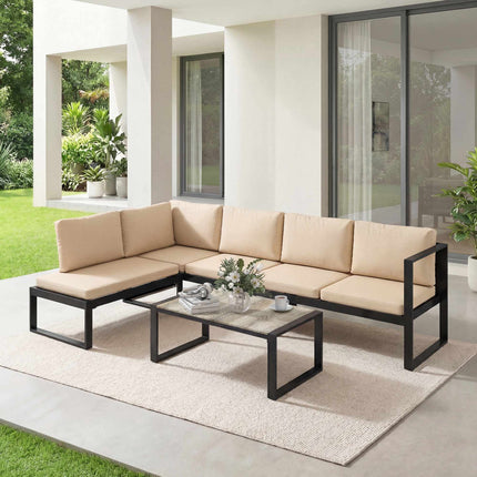 4-Piece Patio Sofa Set with Cushions and Table