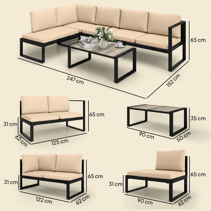 4-Piece Patio Sofa Set with Cushions and Table