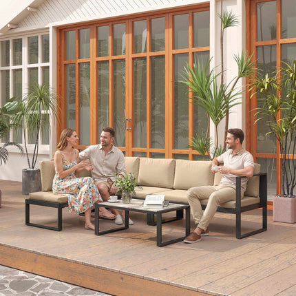 4-Piece Patio Sofa Set with Cushions and Table