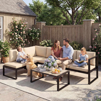 4-Piece Patio Sofa Set with Cushions and Table
