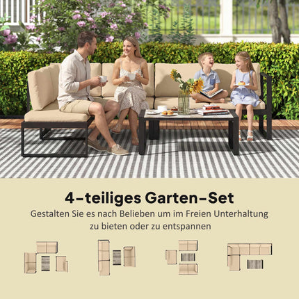 4-Piece Patio Sofa Set with Cushions and Table