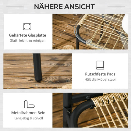 Gartenmöbel aus Polyrattan, Sofa, Stühle & Tisch, gelb