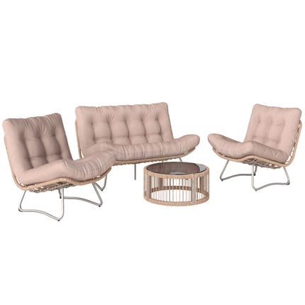 4-Piece Polyrattan Garden Lounge Set with Cushions