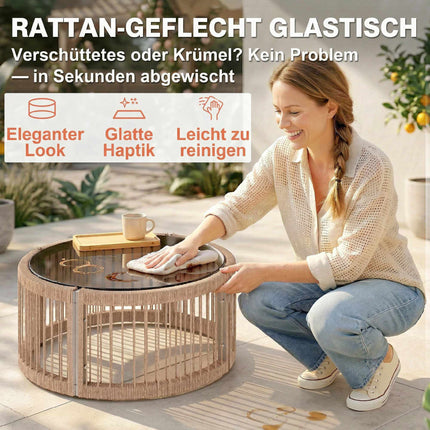4-Piece Polyrattan Garden Lounge Set with Cushions