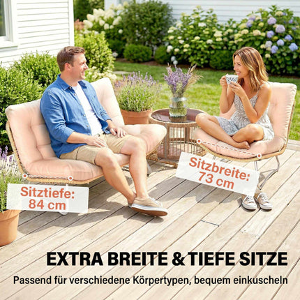 4-Piece Polyrattan Garden Lounge Set with Cushions