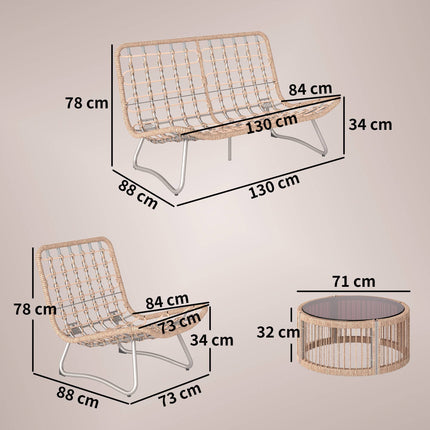 4-Piece Polyrattan Garden Lounge Set with Cushions