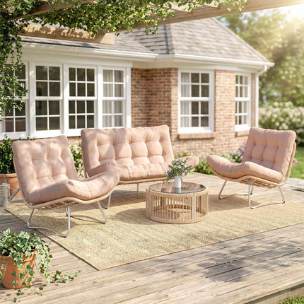 4-Piece Polyrattan Garden Lounge Set with Cushions