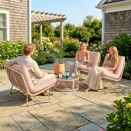 4-Piece Polyrattan Garden Lounge Set with Cushions