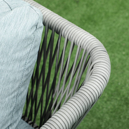 Rattan-Gartenmöbel mit Kissen, grau - 4-teilig
