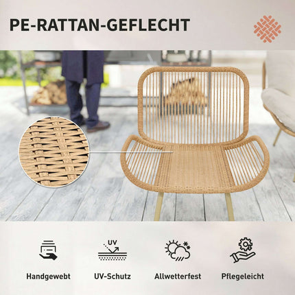 4-teiliges Rattan Gartenmöbelset mit Kissen