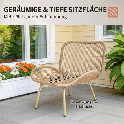 4-teiliges Rattan Gartenmöbelset mit Kissen