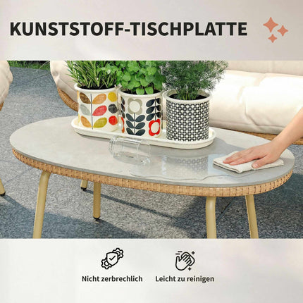 4-teiliges Rattan Gartenmöbelset mit Kissen