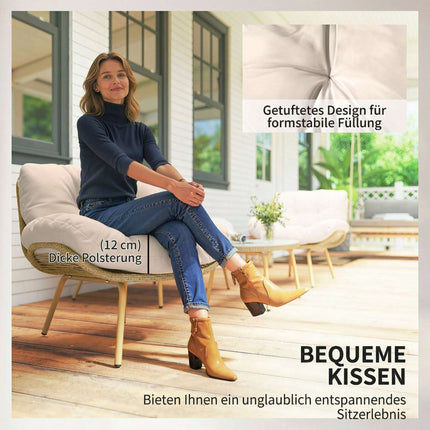 4-teiliges Rattan Gartenmöbelset mit Kissen
