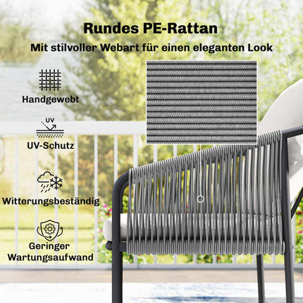 4-Piece Rattan Lounge Set with Cushions and Table