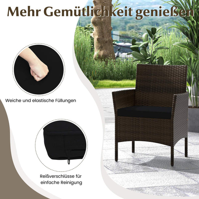 4-teiliges Rattan-Gartenmöbel-Set mit Kissen